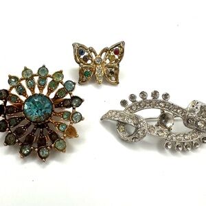 3 Lot Vintage Damaged Brooches